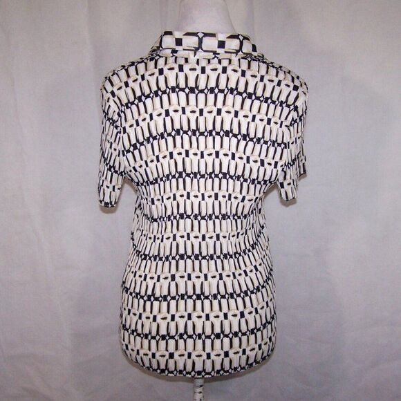 Essentials by Milano Shirt Top Large Mini Accordion Pleat Button Up Short Sleeve - Picture 6 of 8